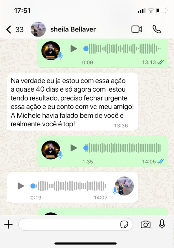 Print de conversa com Sheila