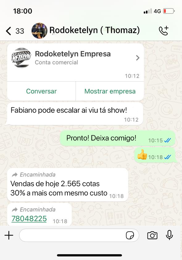 Print de conversa com Thomaz